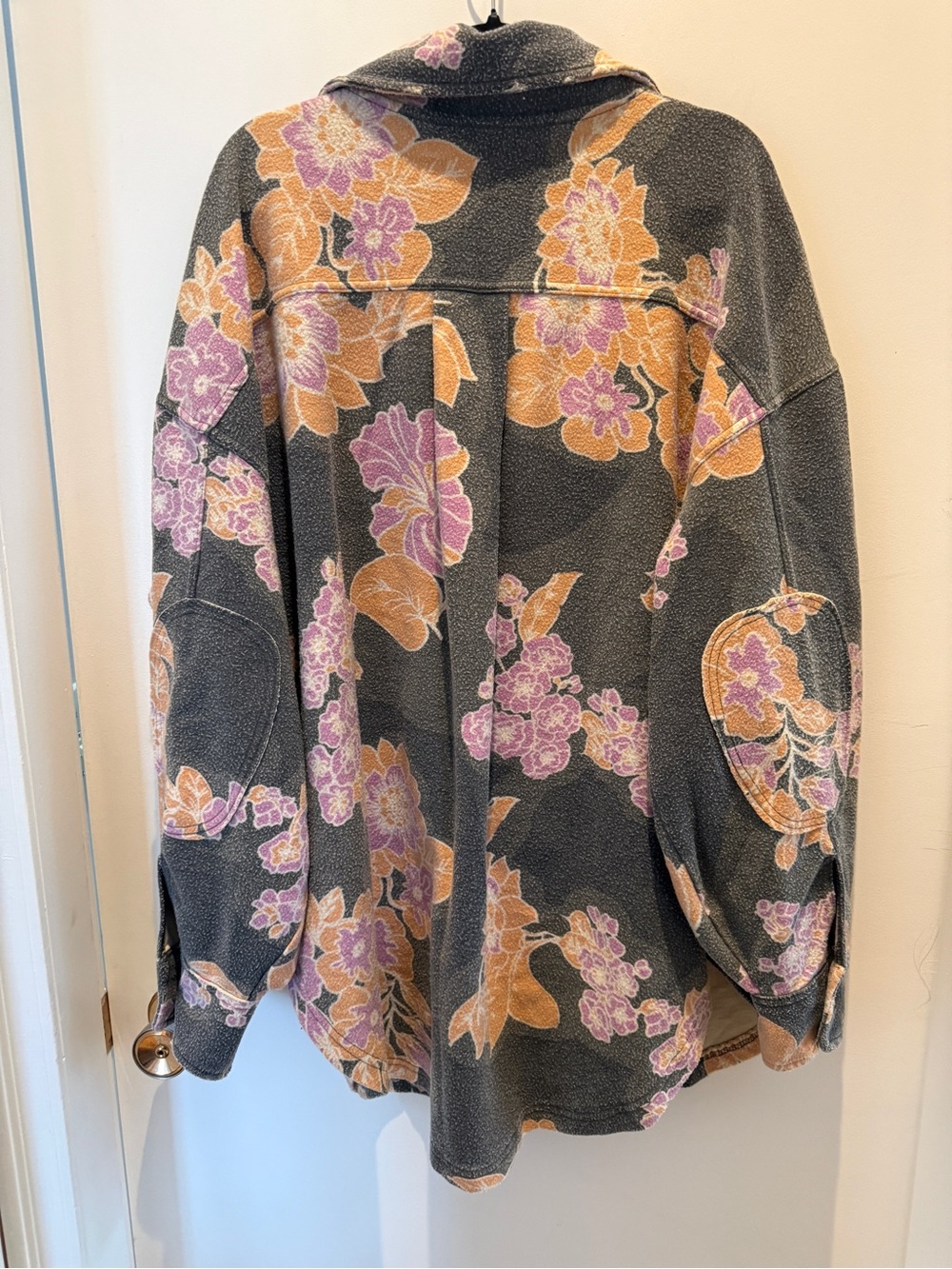 Free People Ruby Jacket M Charcoal Floral Oversized Shacket Boho $178 - Picture 2 of 6